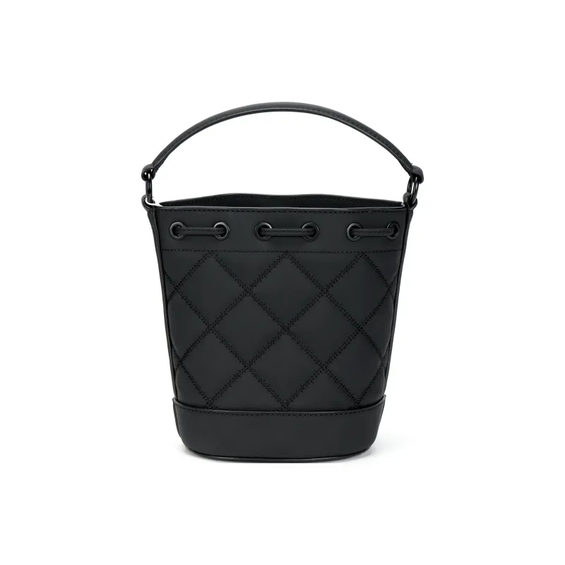 TORY BURCH Fabric Cow Leather Patchwork Bucket Bags Shoulder Bag Crossbody Bag Handbag Women's Black-2