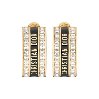 DIOR Faux Crystal Earrings Women's Gold