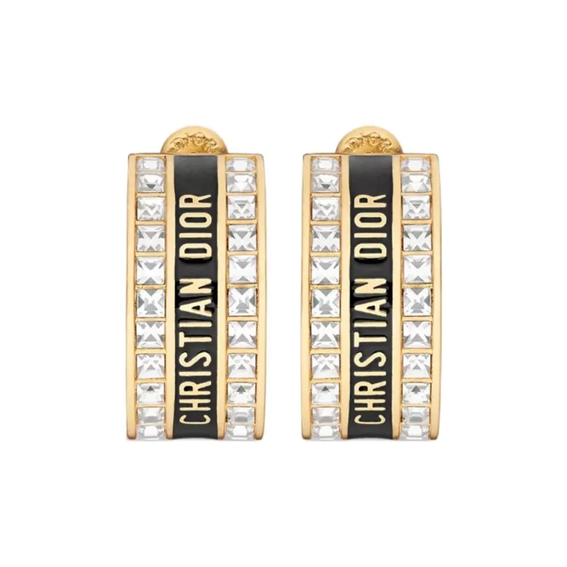 DIOR Faux Crystal Earrings Women's Gold-0