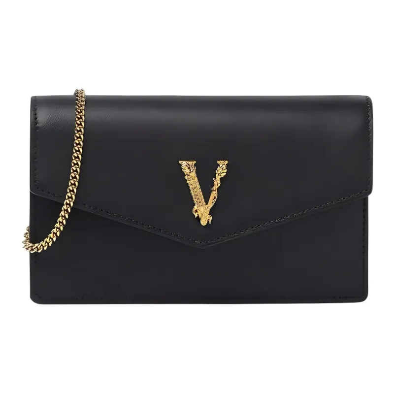 VERSACE VERSACE Calfskin Envelope Bag Shoulder Bag Crossbody Bag Women's Black-0