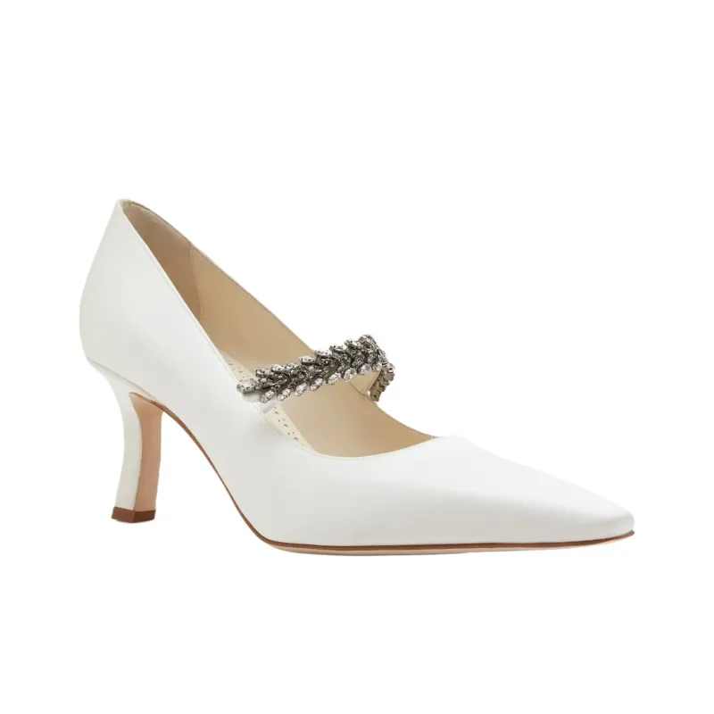 MANOLO BLAHNIK Majika Slim Heel High Heels 7cm Women's White-2