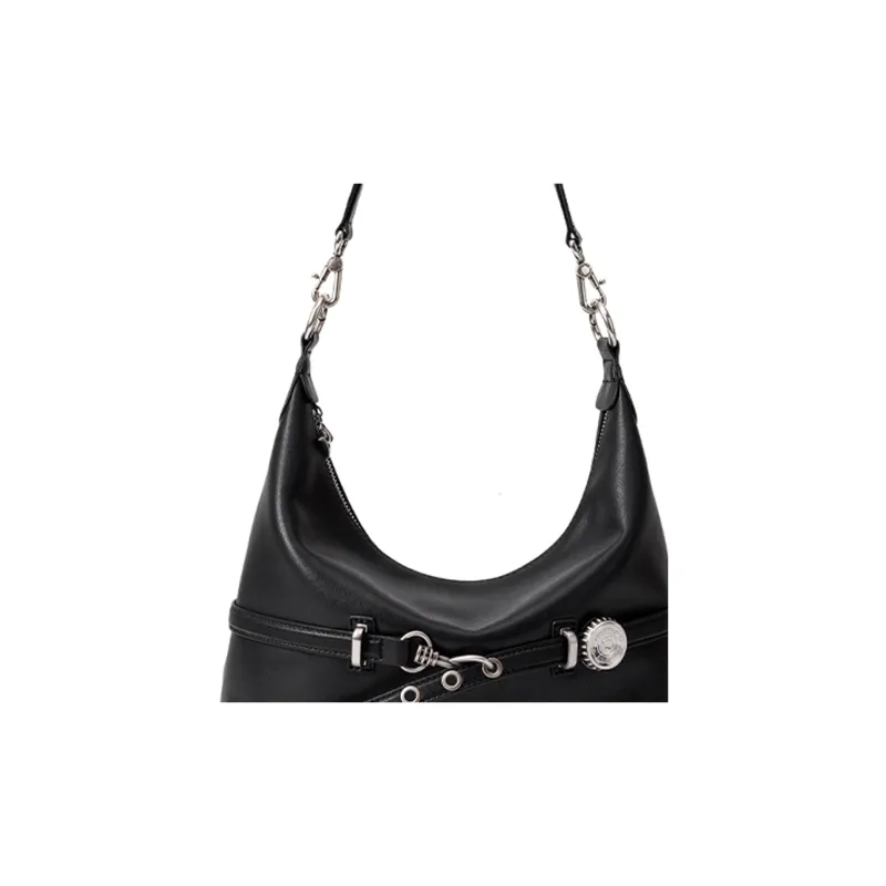 MCMIKO Split Cow Leather With Synthetic Leather Shoulder Bag, Crossbody Bag Women's Twilight Black-3
