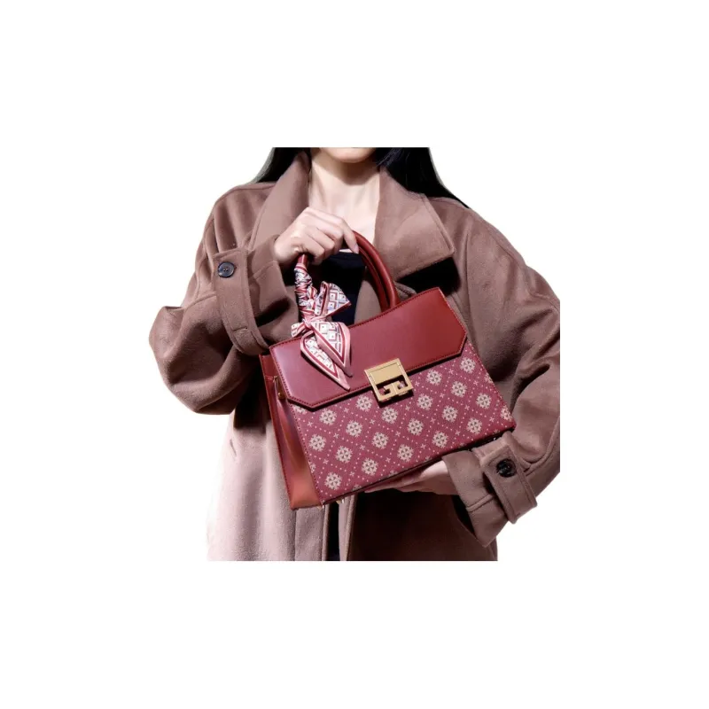 WHEELY BABY+ PU Kelly Bag, Shoulder Bag, Handbag Regular Women's Group Flower Vermilion-1
