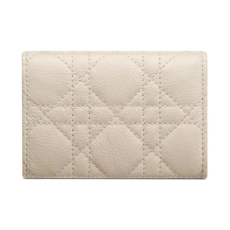 DIOR Caro Calfskin Wallet Women's Pink Beige & Lily Of The Valley Green-2