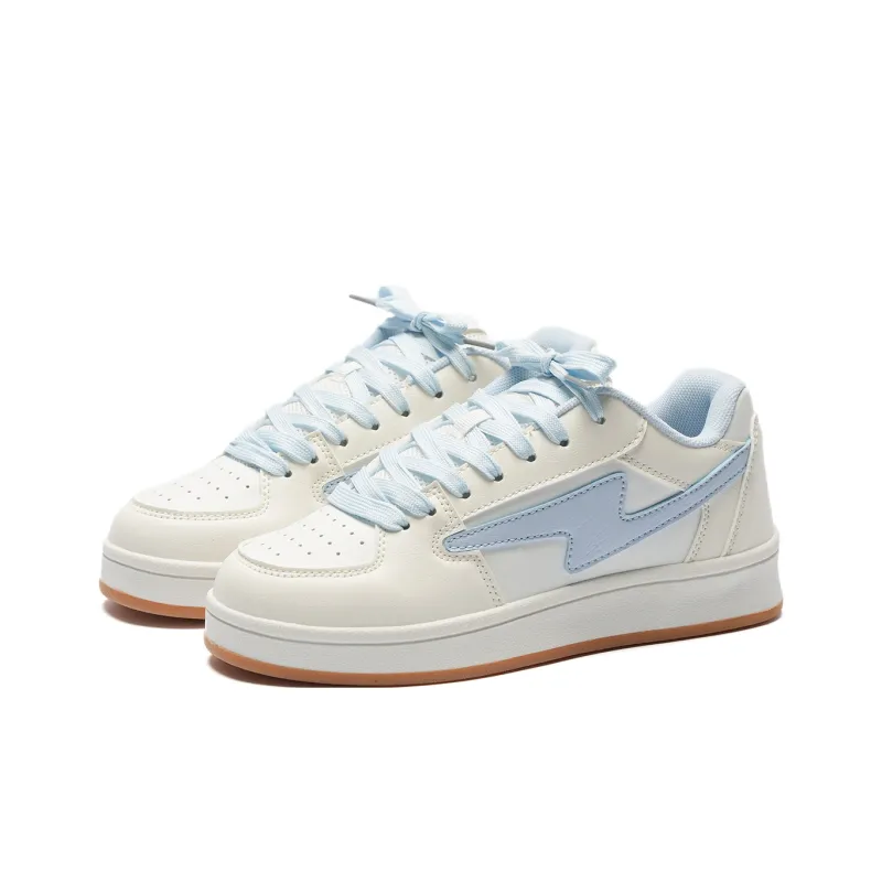 Circle Small Coverage Cushioning Abrasion Resistant Low Top Skateboard Shoes Unisex White Blue-2