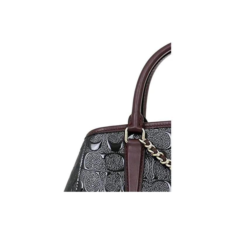 COACH Margot Leather Portable Crossbody Bag Shoulder Bag Crossbody Bag Large Size Women's Black & Red-3