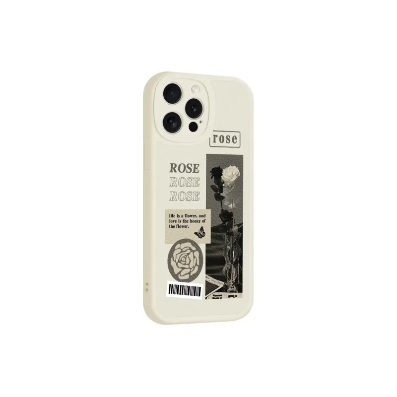 Wei Xin Leather Material Pore Rose Rose Phone Cases Compatible With IPhone 16/15 Pro Max/Apple 13/14 Pro/Max-1