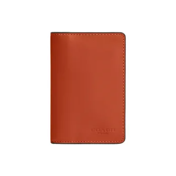 COACH Calfskin Coin Purses Wallets Mini Women's Dark Orange