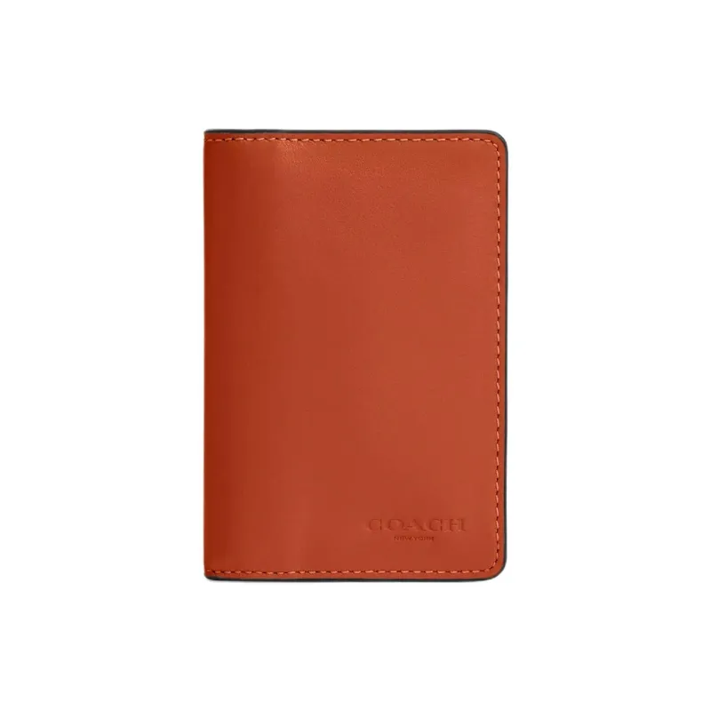 COACH Calfskin Coin Purses Wallets Mini Women's Dark Orange-0