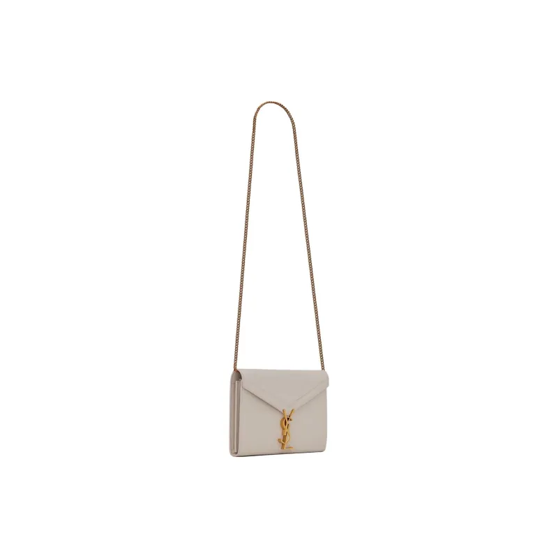 SAINT LAURENT CASSANDRA Cow Leather Envelope Bag, Shoulder Bag, Crossbody Bag Women's Vintage White & Red-1