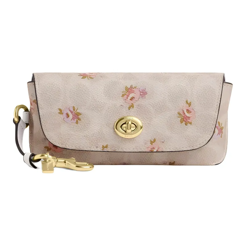 COACH SignatureCanvas Coated Canvas Eyeglass Pouch Trumpets Women's Sand & Multicolor-0