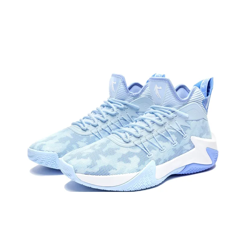 QIAODAN Broken Shadow 1.0 Basketball Shoes Men Mid Top Glacier Blue Rhythmic Blue-2