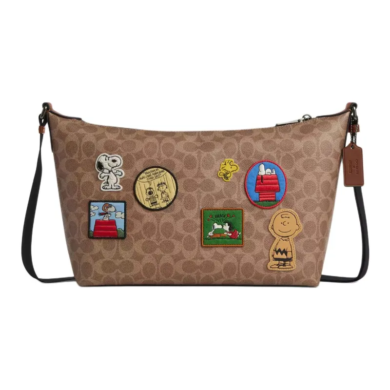 COACH PEANUTS Collaboration Coated Canvas Crossbody Bags Tubas Men's Tan-0