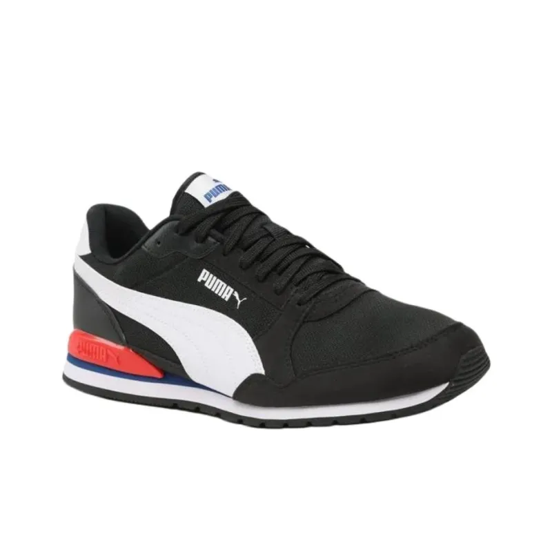 PUMA St Runner V3 Anti Slip Wear Resistant Low Top Running Shoes Men's Black White Red-1