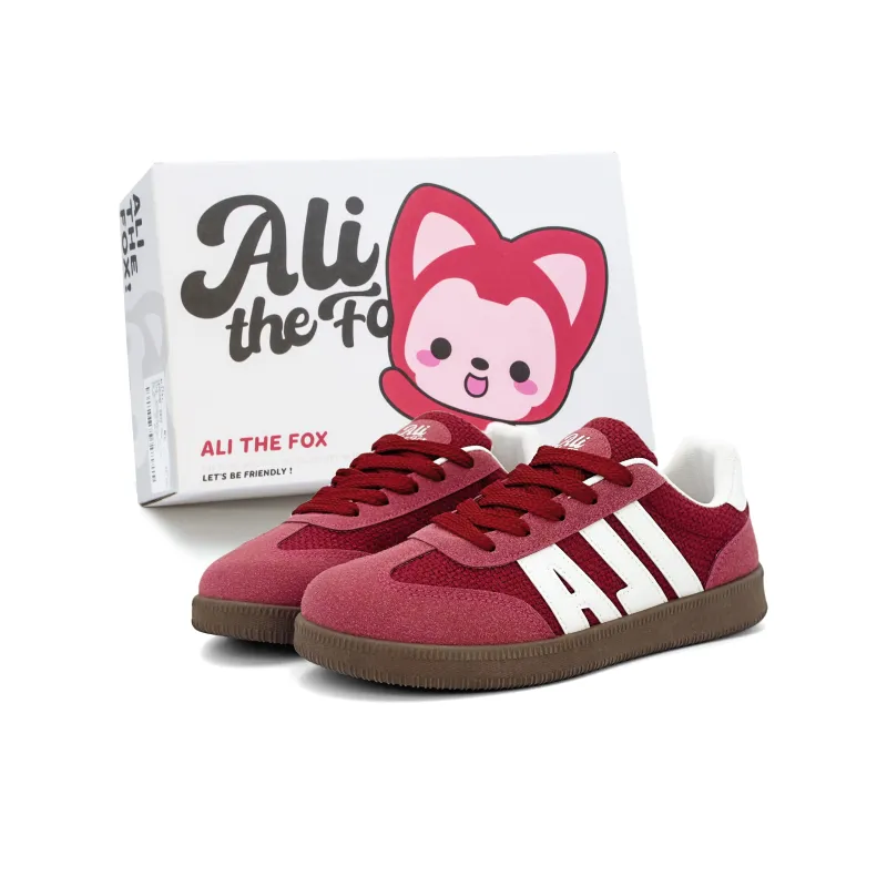 ALI THE FOX Low Top Skateboard Shoes Women's Red-1