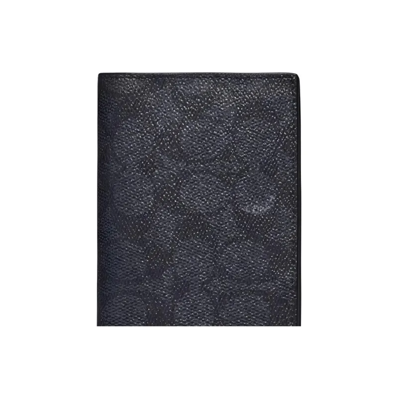 COACH Breast Pocket Canvas With Leather Clutches Wallets Men's Black Gray Color-3