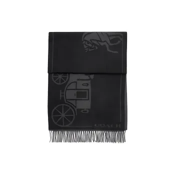 COACH Sheep Wool Cashmere Knit Scarves Unisex Black