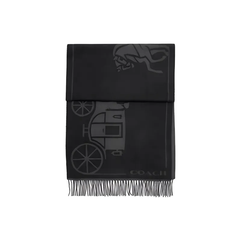 COACH Sheep Wool Cashmere Knit Scarves Unisex Black-0