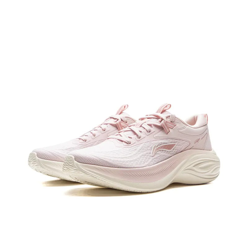 LiNing Ride Waves Cushioning And Breathable Low Top Casual Running Shoes Women's Peach Blossom Pink-2