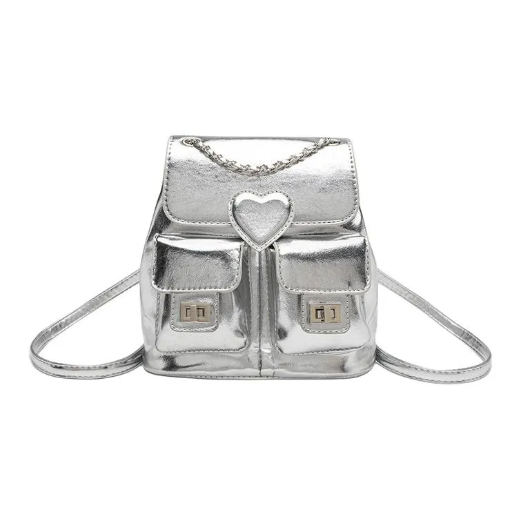 NX DOUGHNUT PU Backpack Women's Silver-1
