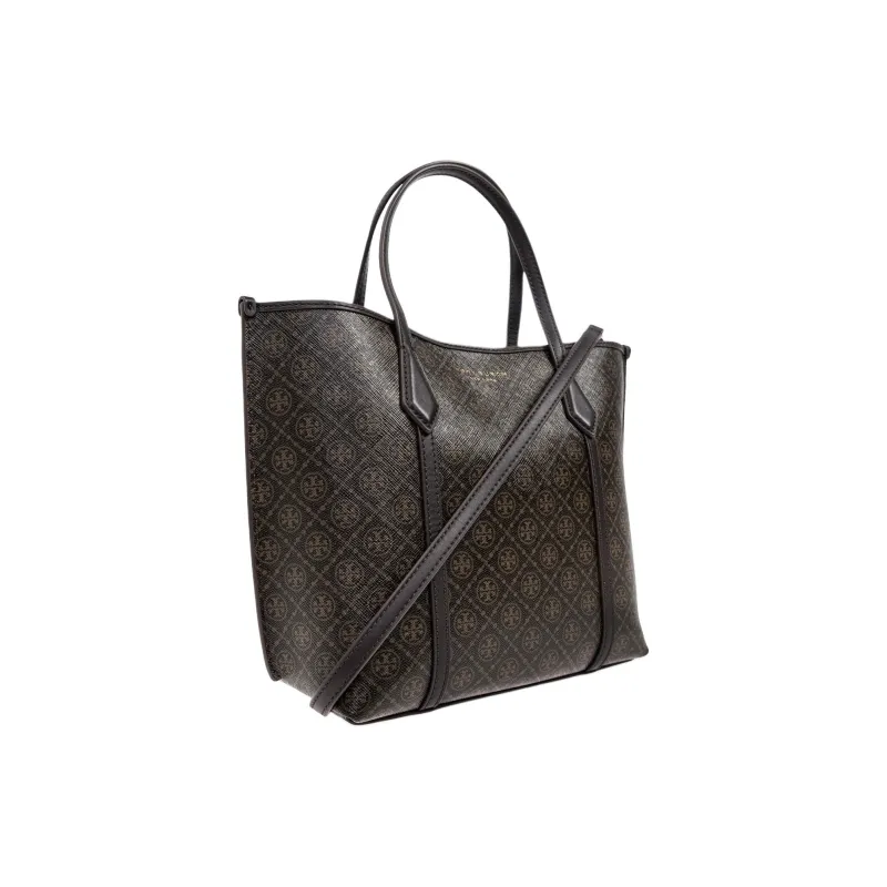 TORY BURCH Perry Canvas Tote Bag, Shopping Bag, Shoulder Bag, Crossbody Bag, Handbag Trumpets Women's Dark Brown-1