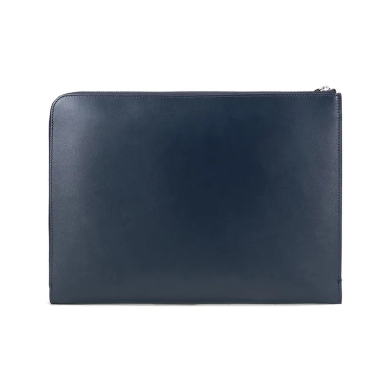 MONTBLANC Cow Leather Clutch Briefcase Men's Dark Blue-3