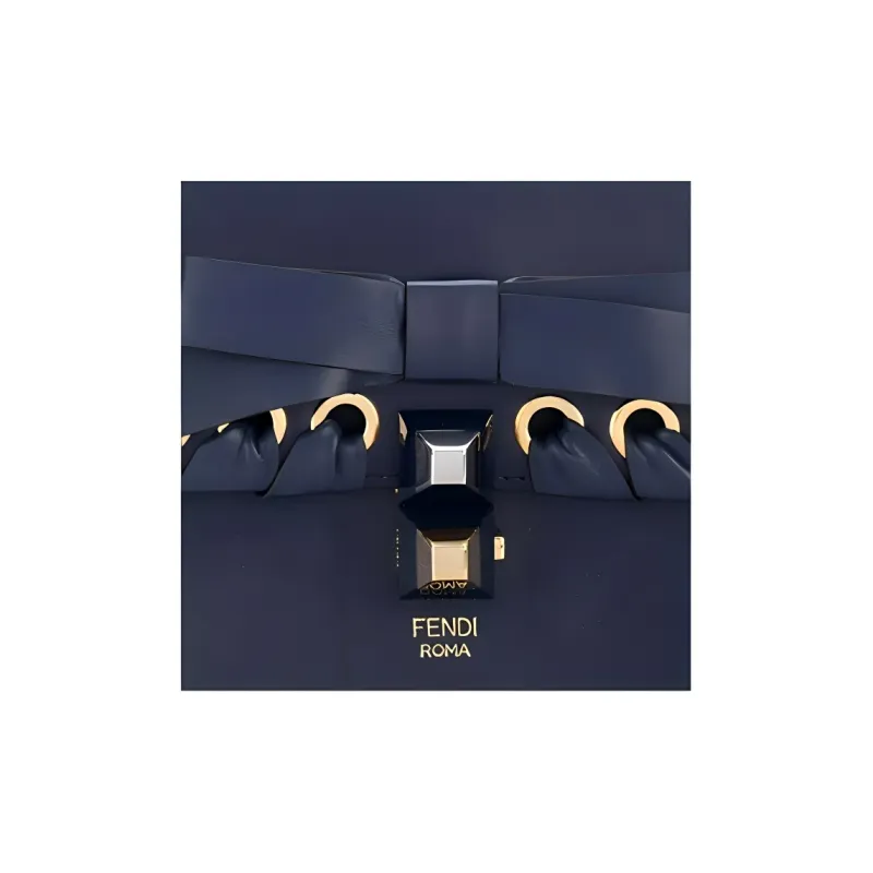 FENDI Kan I Cow Leather Shoulder Bag Small Size Women's Dark Blue-3