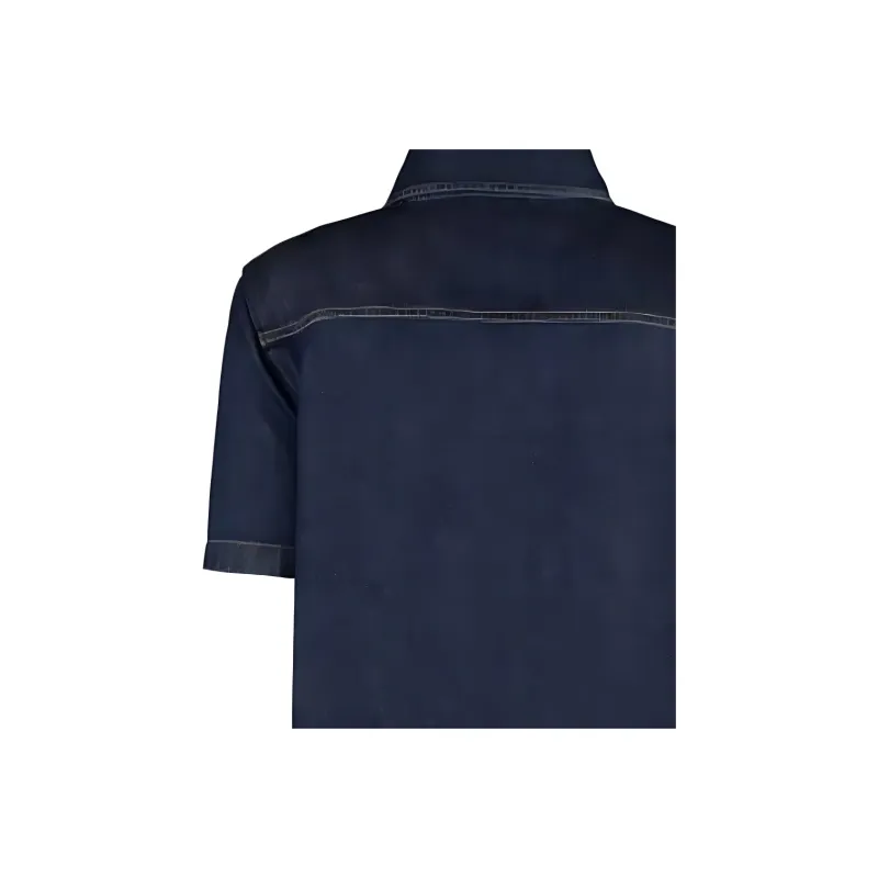 GUCCI Collared Short-Sleeve Denim Dress-4