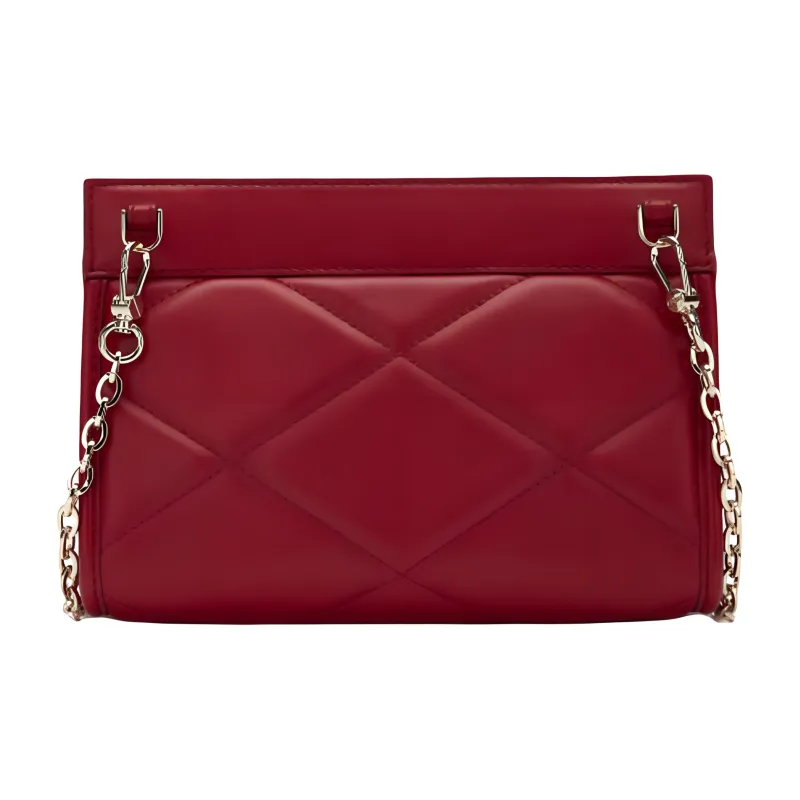 BALLY Sheepskin Wrist Bag Clutch Medium Size Women's Red-2