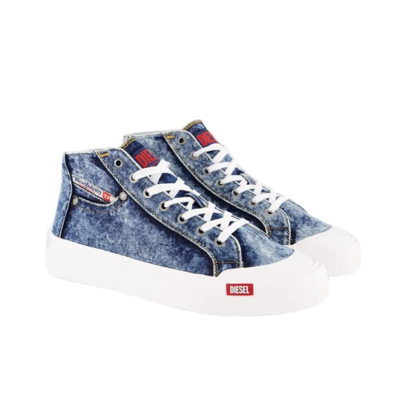 DIESEL S Athos Mid Top Skateboard Shoes Women's Blue-2