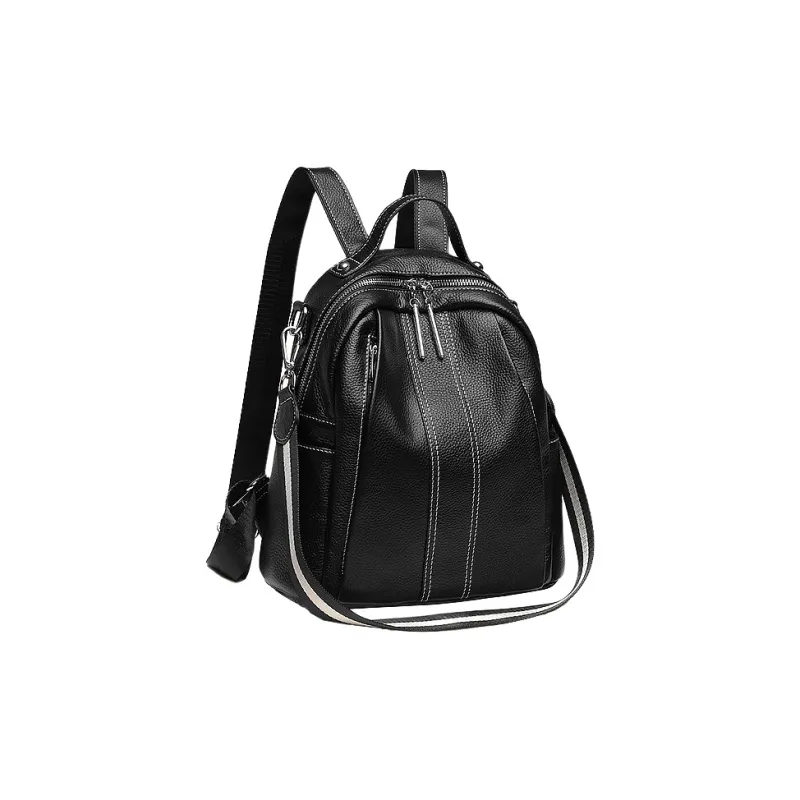 Yalu Top Grain Cow Leather Backpack Women's Black-3