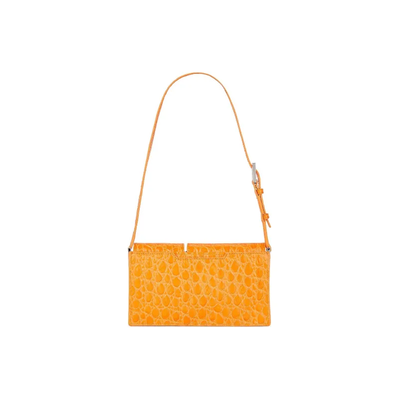 By Far Baby Billy Crocodile Embossed Cow Leather Crossbody Bag Shoulder Bag Women's Orange-4