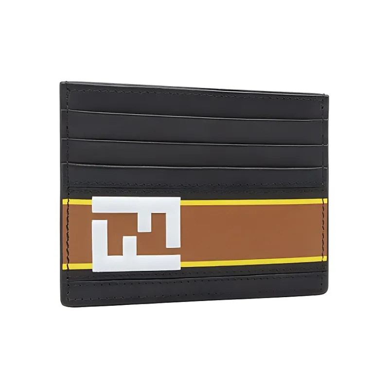FENDI Leather Card Holder Card Holder Men's Green/Black-1