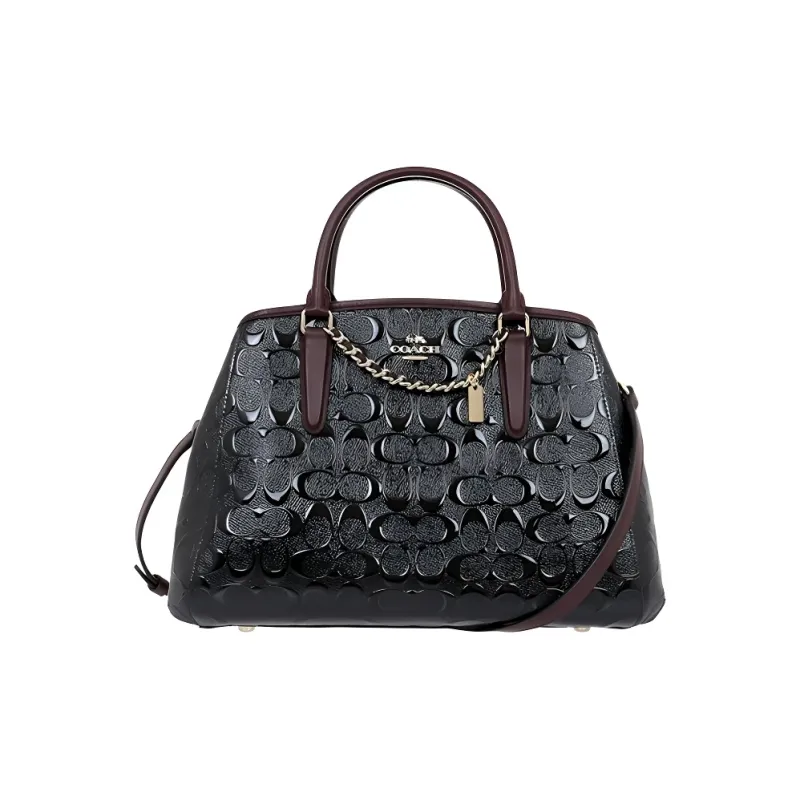COACH Margot Leather Portable Crossbody Bag Shoulder Bag Crossbody Bag Large Size Women's Black & Red-0