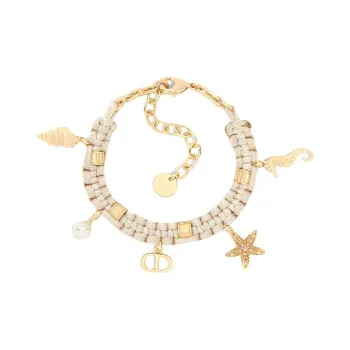 DIOR Woven Cloth Bracelets Women's Beige