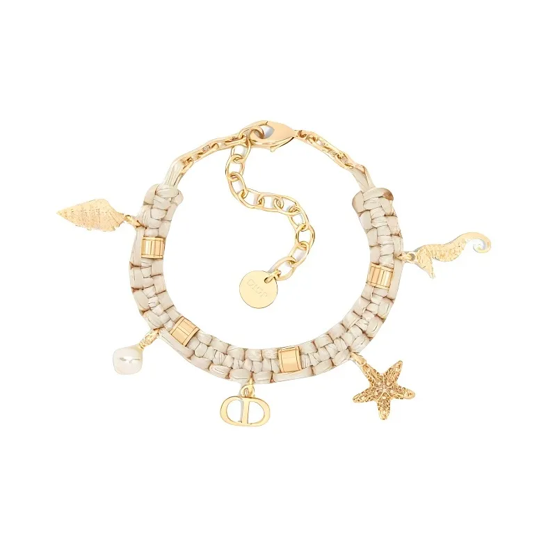 DIOR Woven Cloth Bracelets Women's Beige-0