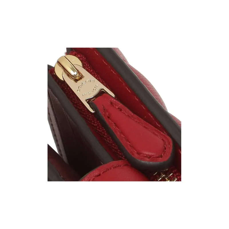 COACH Corner Zip Leather Card Holder Wallet Medium Size Women's Red-4