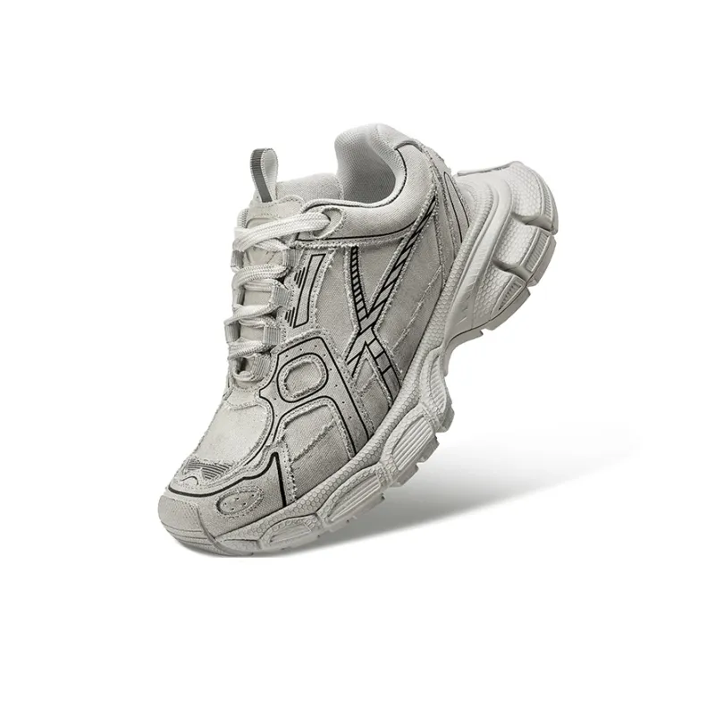 HART DAVIS X103 Series Gray Earth Cushioned Wear Resistant Slip Resistant Low Top Chunky Sneakers Unisex Light Gray-2
