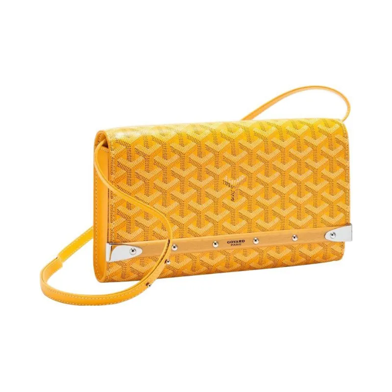 GOYARD MONTE-CARLO Canvas With Leather Clutches Crossbody Bags Small Size Women's Yellow-1