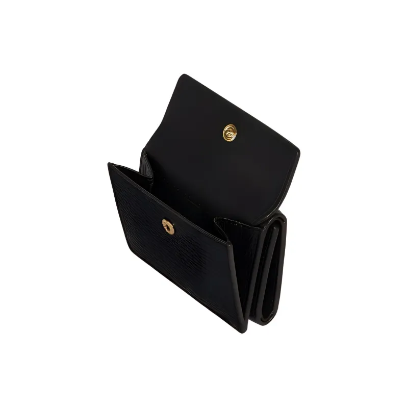Furla Babylon Grained Calfskin Wallet Small Size Women's Black-3
