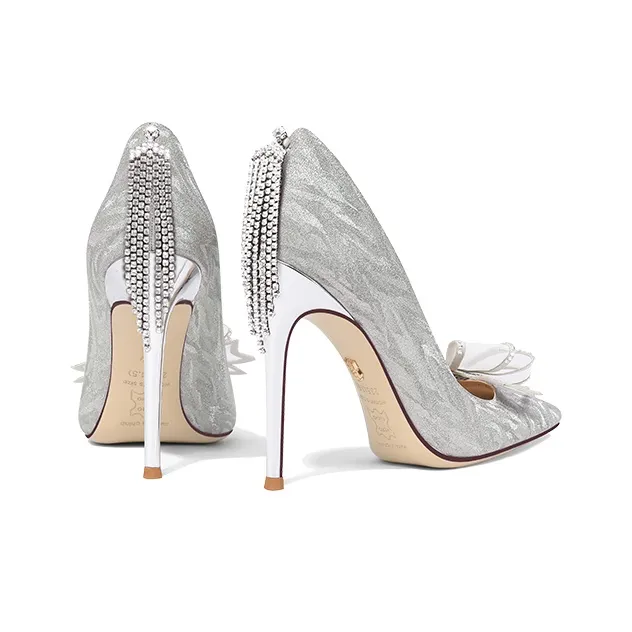 LOLY Slim Heel High Heels Women's Silver-14