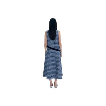 BLUEerror Sleeveless Dress Women's Blue Black Plaid