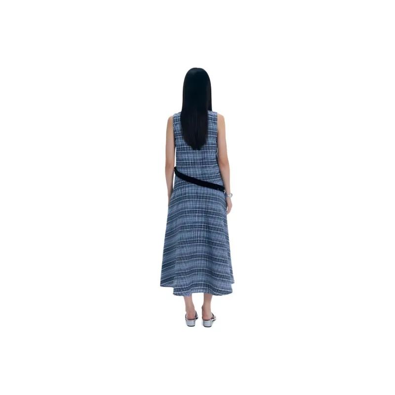BLUEerror Sleeveless Dress Women's Blue Black Plaid-0