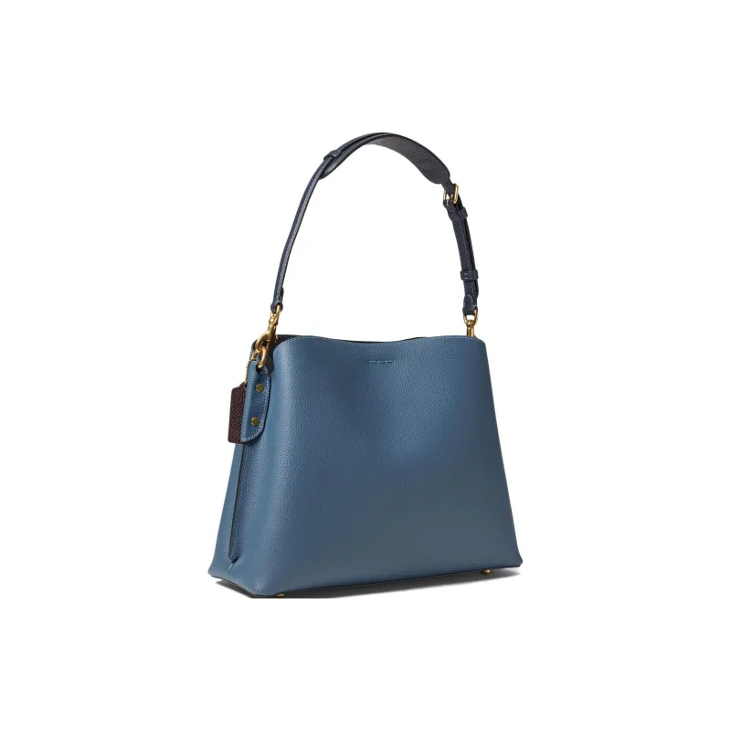 COACH Willow Pebbled Leather Crossbody One Shoulder Handbag Women's Dark Blue-1