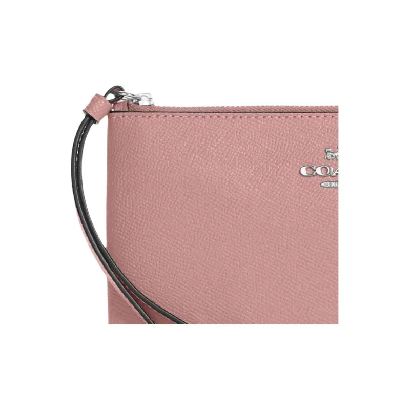 COACH Corner Zip Leather Wrist Bag Wallet Clutch Trumpets Women's Light Pink-3