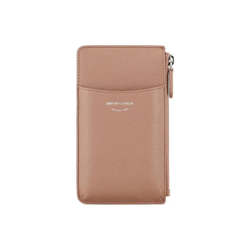 EMPORIO ARMANI Leather Card Holder, Coin Purse Unisex Brown-0