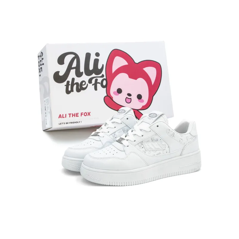 ALI THE FOX Low Top Skateboard Shoes Unisex White-0