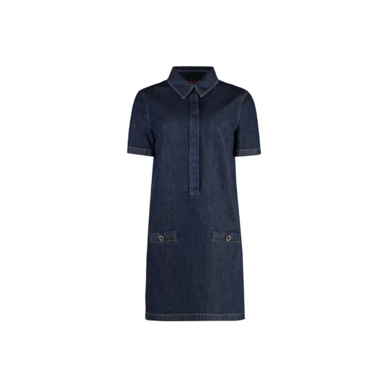 GUCCI Collared Short-Sleeve Denim Dress-0