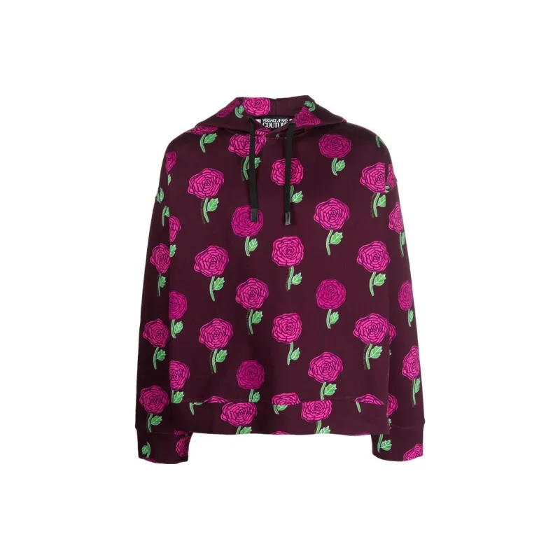 VERSACE JEANS COUTURE Rose print Cotton Hoodie-0