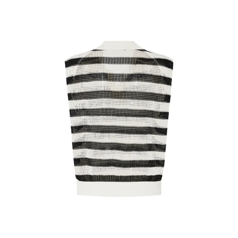 MOCO Knitwear Women's White Black Stripes-5